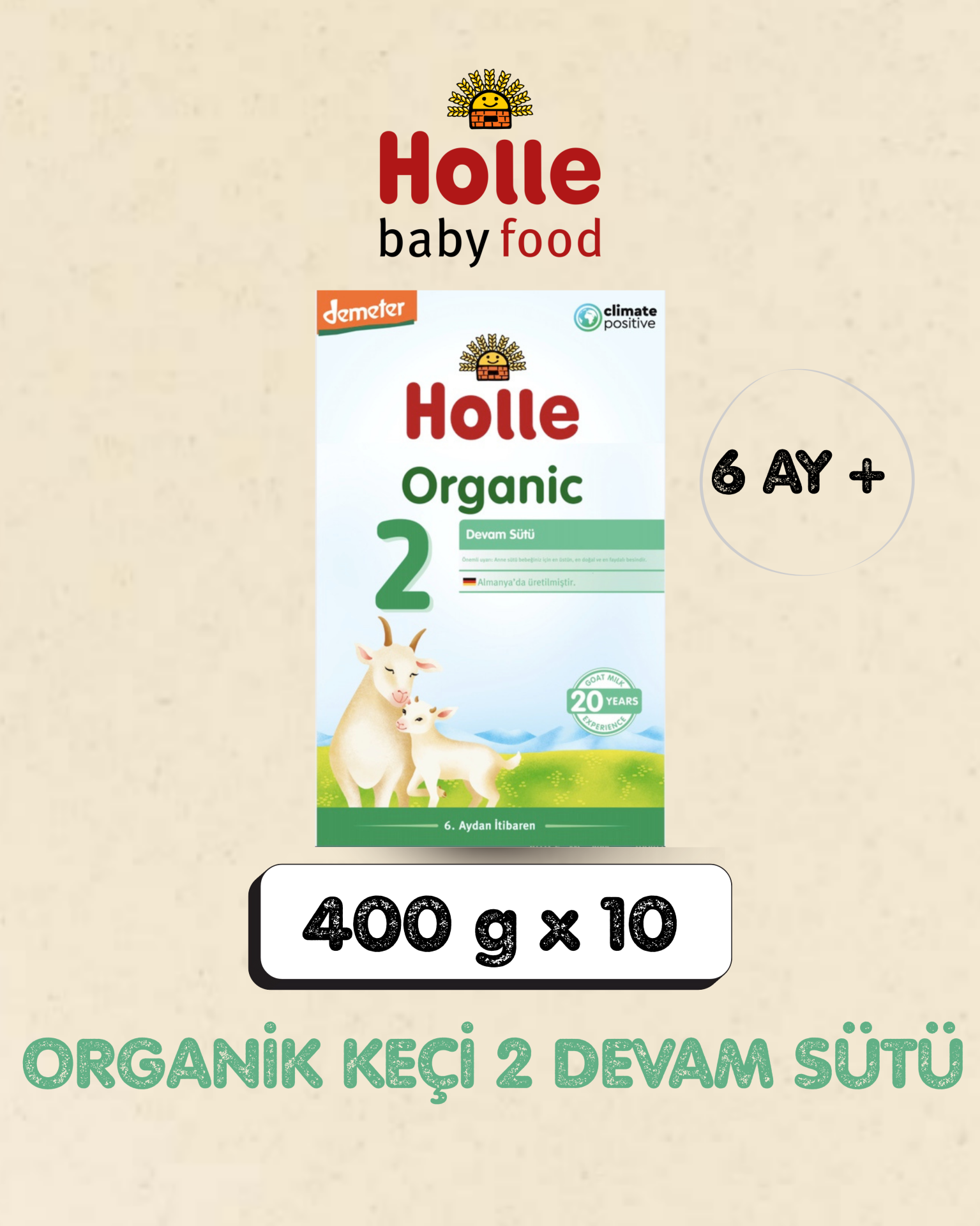 Holle Organik Keçi Devam Sütü 2 400 gr 10 Adet