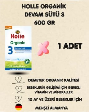 Holle Organik Devam Sütü 3 600 gr
