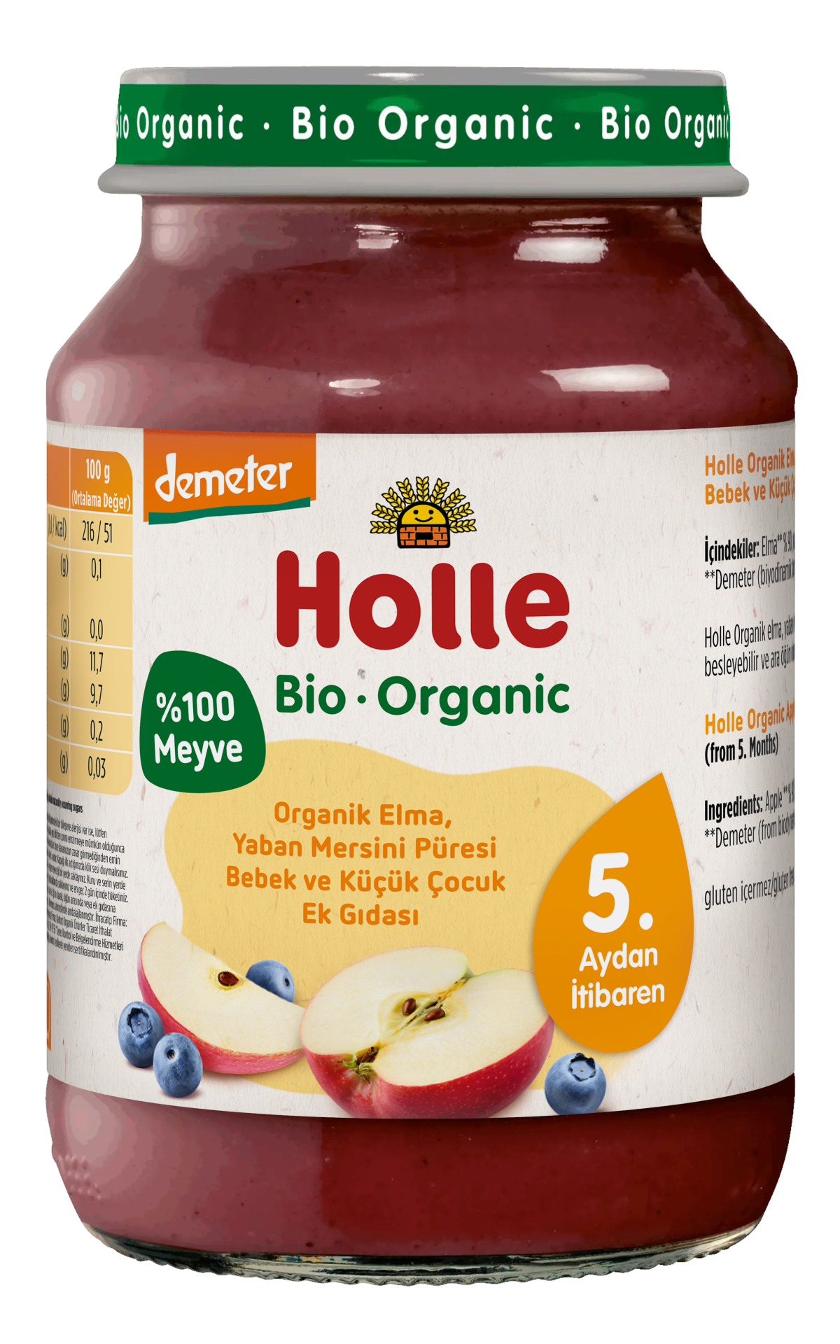 HOLLE ORGANİK ELMA, YABAN MERSİNİ PÜRESİ