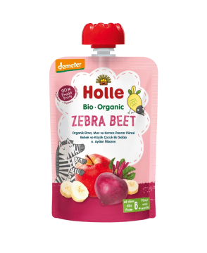 HOLLE ORGANİK ZEBRA BEET (ELMA, MUZ, KIRMIZI PANCAR PÜRESİ)