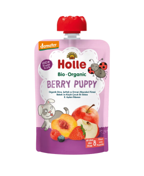 HOLLE ORGANİK BERRY PUPPY (ELMA, ŞEFTALİ, ORMAN MEYVELERİ PÜRESİ)